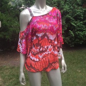 Inc Lavish $69 rhinestone asymmetrical top S